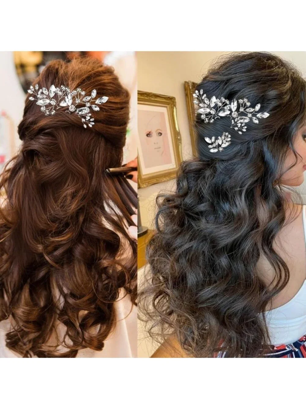 10 Pcs Rhinestone Bridal Hair Pins - Crystal Hair Accessories for Brides